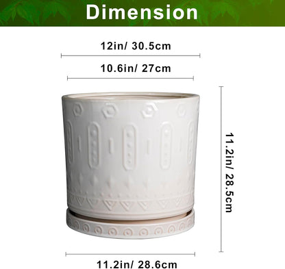 Ceramic Pots for Plants 12 Inch - Large Ceramic Planters for Indoor Plants Outdoor Modern Flower