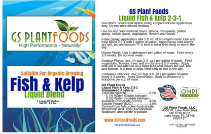 GS Plant Foods Liquid Fish & Kelp Fertilizer (1 Gallon) – Organic Material Review Institute Listed