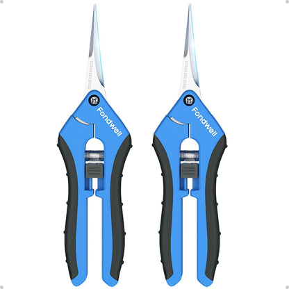Fondwell 6.5" Garden Shears Trim Scissors: 2 Pack of Pruning Shears for Gardening - Ultra Sharp