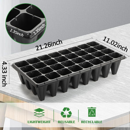 10 Pack 32 Cell Seed Starter Trays - Extra Deep 4.33" Plastic Nursery Trays, 20" x 10"，Fits