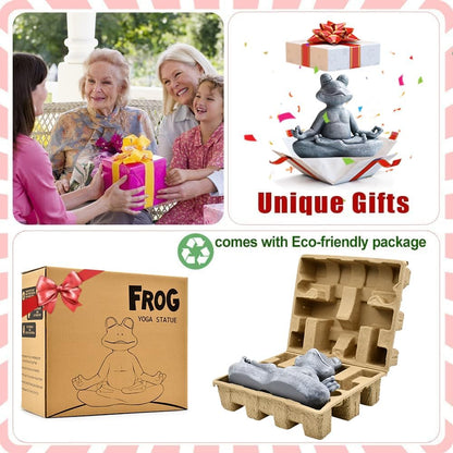 Goodeco 12.5" L×10" H Meditating Yoga Frog Statue - Gifts for Women/Mom, Zen Garden Frog Figurines