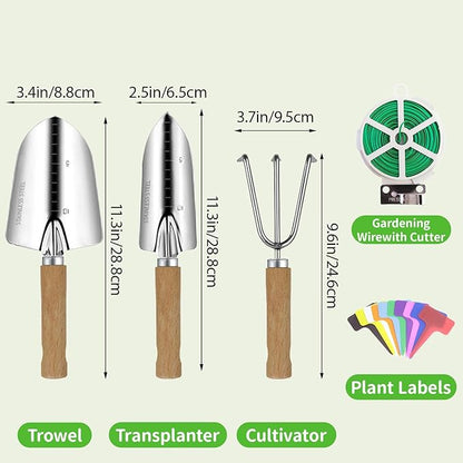 Garden Tool Set, 3 Pieces Gardening Kit with Garden Plant Twist Tie and Plastic Plant Tag