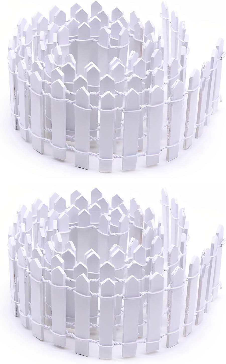35 Inch Mini Fairy Garden Fence - White Wood Picket Fence for Crafts, Dollhouses, Plant Pots, and