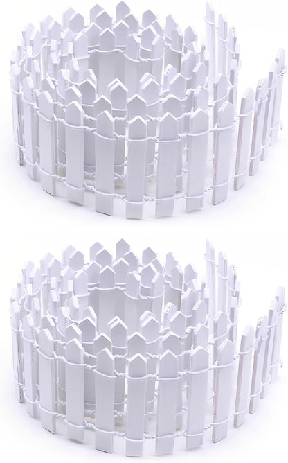 35 Inch Mini Fairy Garden Fence - White Wood Picket Fence for Crafts, Dollhouses, Plant Pots, and