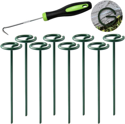 Bakulyor 50Pcs Circle Top Landscape Staples, 6 Inch Green Artificial Turf Stakes, 9 Gauge Landscape