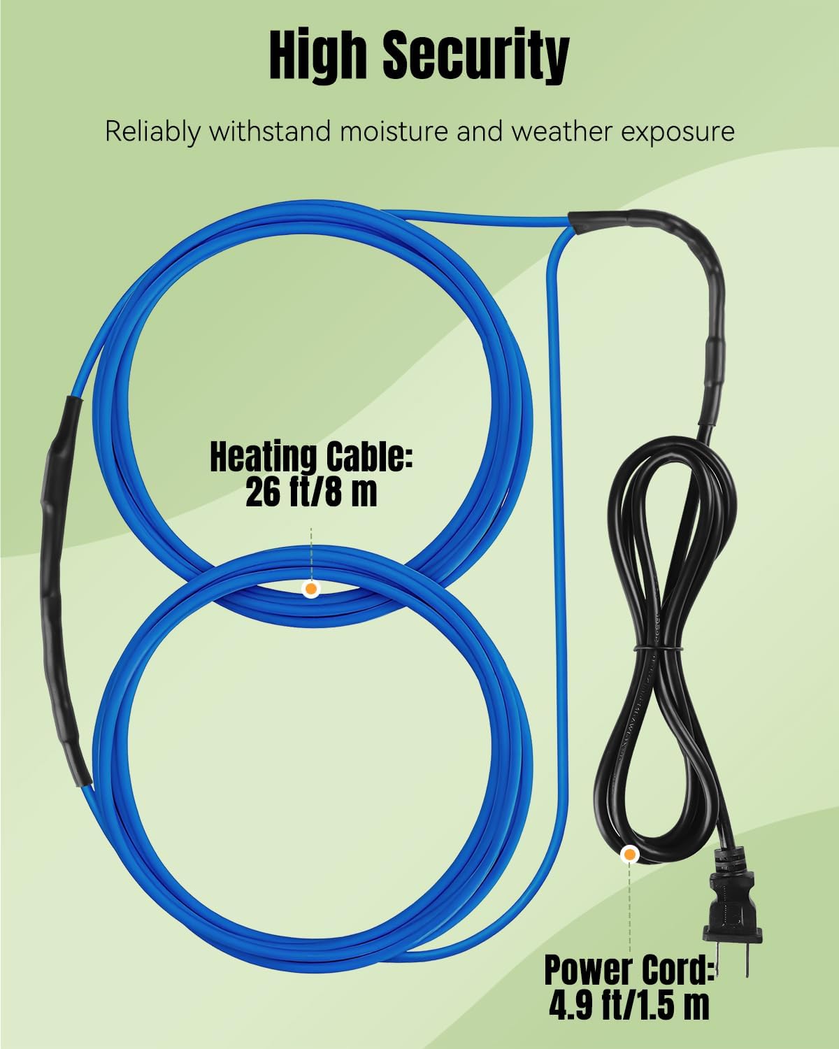 Pawfly 26 ft Soil Heating Cable with Built-in Thermostat & Plug, Electric Soil Warming Cable Heat