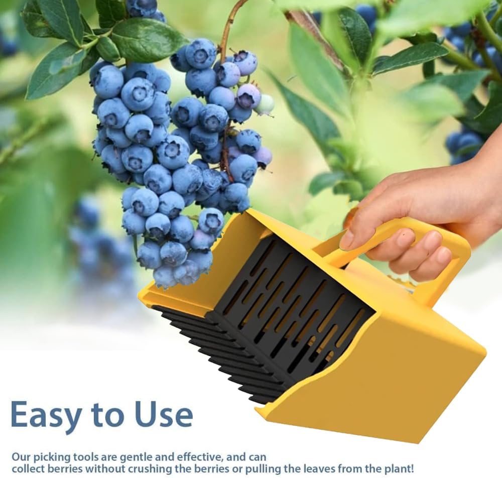 Blueberry Picker Tool with Comb,Berry Picker Rake with Metal Comb and Ergonomic Handle,Scoop