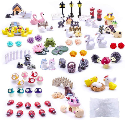 Dracarys Selected 100 Pcs Fairy Garden Accessories, Mini Resin Animals, Miniature Figurines, Micro