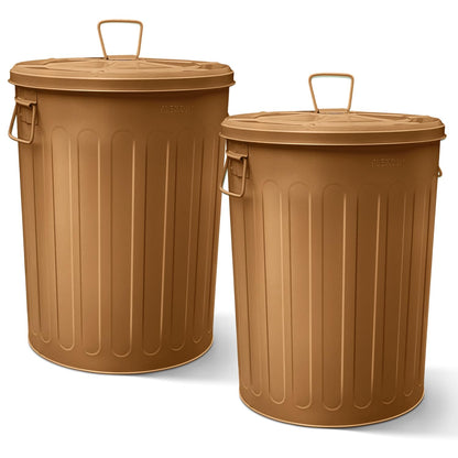 Plexon Large Metal Trash Can with Lid 20 Gallon, Decorative Outdoor Trash Can Heavy Duty Galvanized