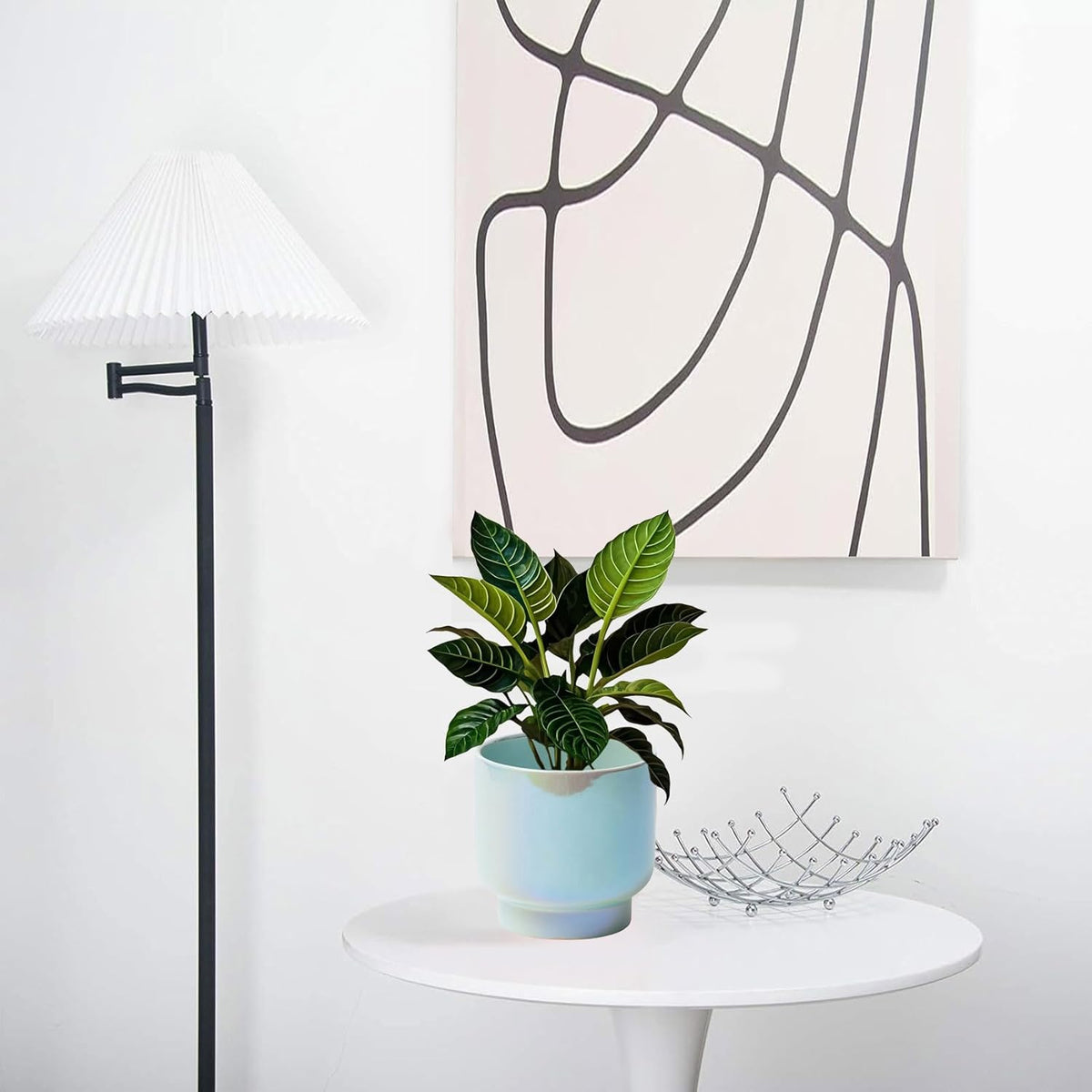 LB Blue Ceramic Planters for Indoor Plants, Succulent Plant Pots Ceramic Plant Pot, Modern Flower