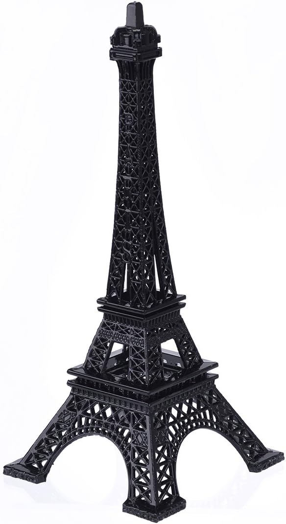 ESHATO Black Metal Eiffel Tower Statue, 7inch Decorative Figurine Replica Stand Holder for Cake
