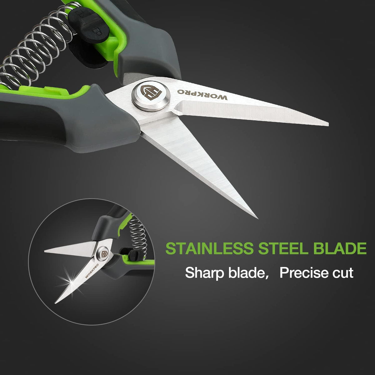 WORKPRO Pruning Shears,6.25'' Gardening Hand Scissors with Sheath,Stainless Steel Straight Blade