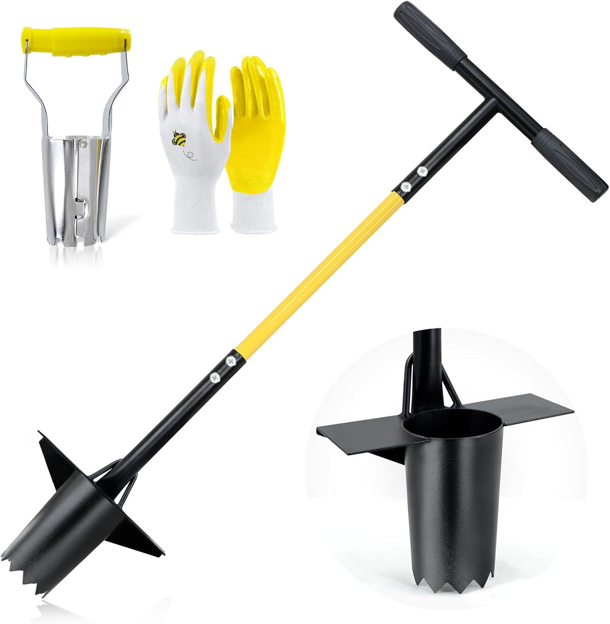 Jardineer 3PCS Bulb Planter Tools Set, Long Handle Bulb Planting Tool and Small Flowers
