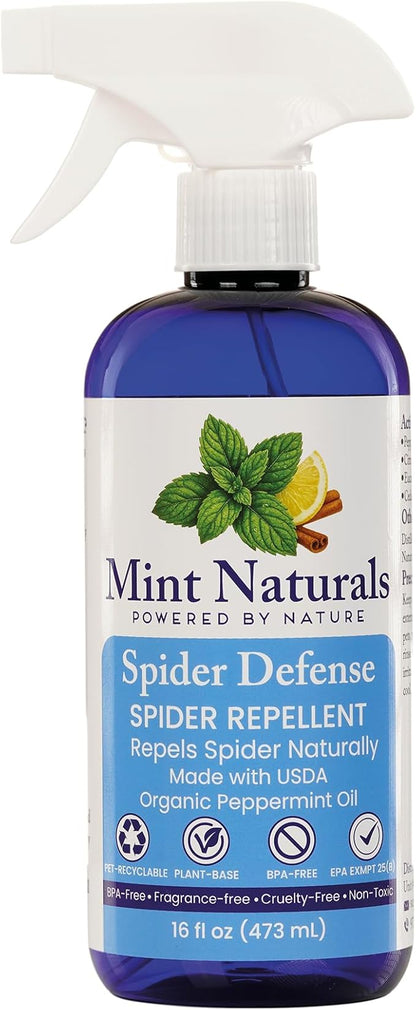 Spider Defense – Natural Spider Repellent Indoor & Outdoor, Peppermint Oil Spray for Home, Cabins