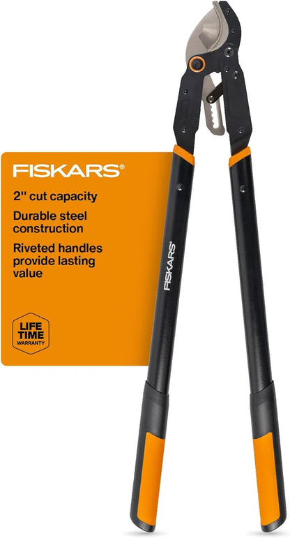 Fiskars Ratchet Drive Anvil Lopper 32 Inch Heavy Duty Tree Trimmer, 2 inch Cut Capacity, Riveted