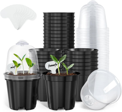 homenote Nursery Pots for Plants,3 Inch Plant Pot for Planting with Humidity Domes Plastic Seedling