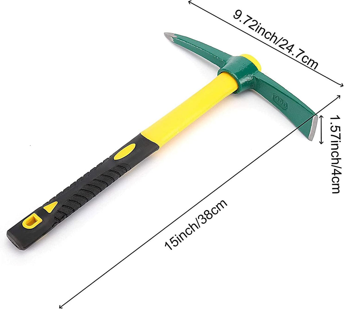 ZOENHOU 15-Inch Solid Pick Mattock, Forged Garden Pick, Weeding Mattock Hoe Agriculture Hand Tools