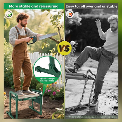 Saker Garden Kneeler and Seat Foldable Gardening Stool with Extendable Legs
