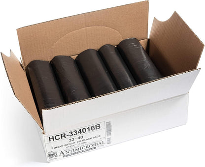 Aluf Plastics 33 Gallon Black Trash Bags (250 Count) - 33" x 40" - 16 Micron Equivalent High