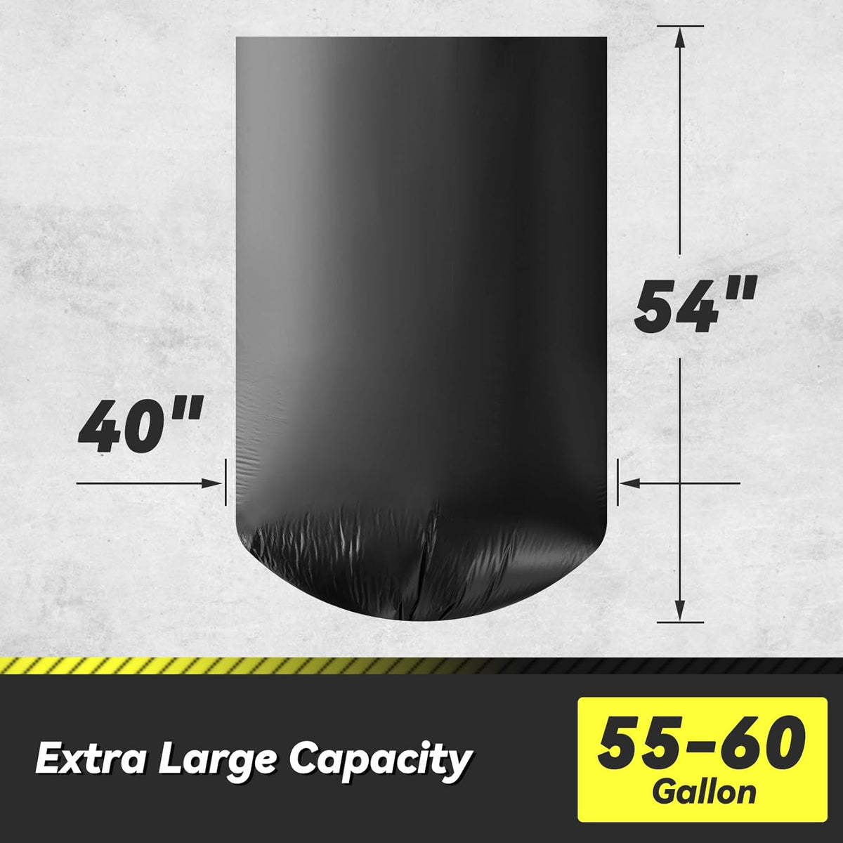 100 Count 55-60 Gallon Trash Bags, Sturdy & Tear-Resistant Commercial Can Liners 55 Gallon, Large