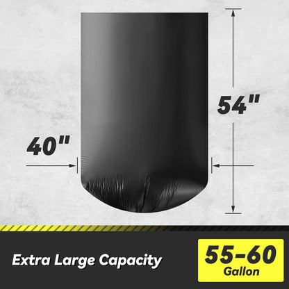 100 Count 55-60 Gallon Trash Bags, Sturdy & Tear-Resistant Commercial Can Liners 55 Gallon, Large