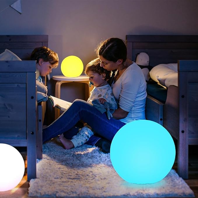 16-inch LED Globe Orb Light, Rechargeable Glowing Ball Light w/Remote, Dimmable RGB Color Changing