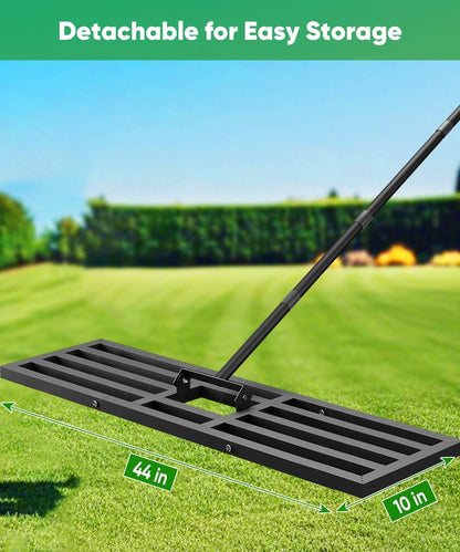 44x10 inch Lawn Leveling Rake, Upgraded Lawn Leveler Tool Heavy Duty Reinforced Connection, Garden
