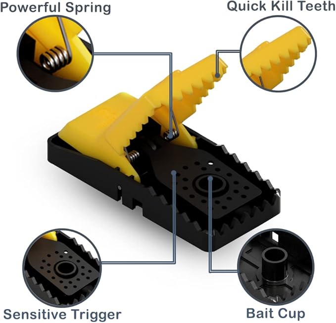 RinneTraps| 12 Pack | Snap N Trap | Mouse Trap | One Touch Setup | Reusable | Quick Kill | Made in