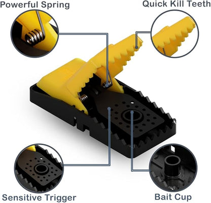 RinneTraps| 12 Pack | Snap N Trap | Mouse Trap | One Touch Setup | Reusable | Quick Kill | Made in