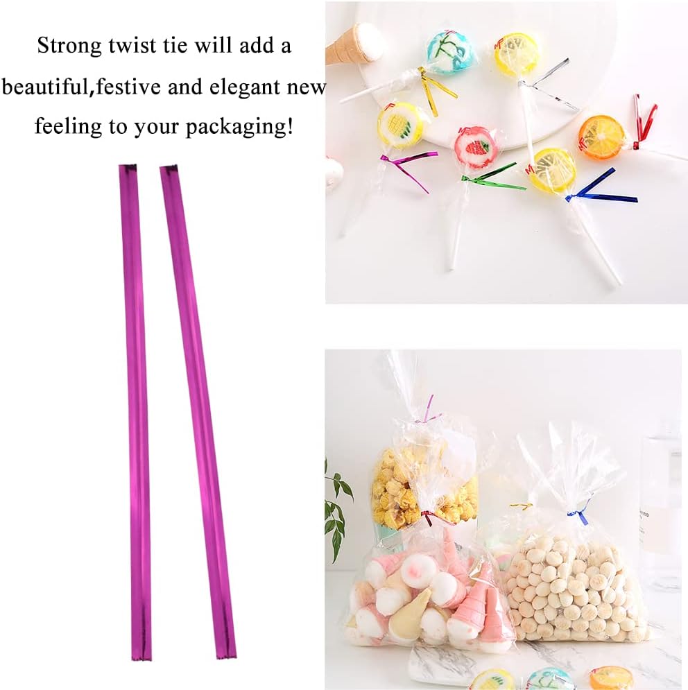 HAHIYO 300Pcs 4 inches Rose Red Metal Twist Ties Bread Candy Coffee Bag Ties Plant Garden Twist