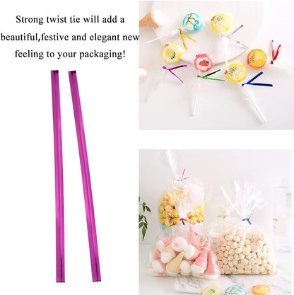 HAHIYO 300Pcs 4 inches Rose Red Metal Twist Ties Bread Candy Coffee Bag Ties Plant Garden Twist