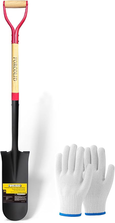 Drain Spade Shovel, Garden Drain Spade, Trenching Shovel, Woode D-Handle, Steel Y-Grip, 45 Inch