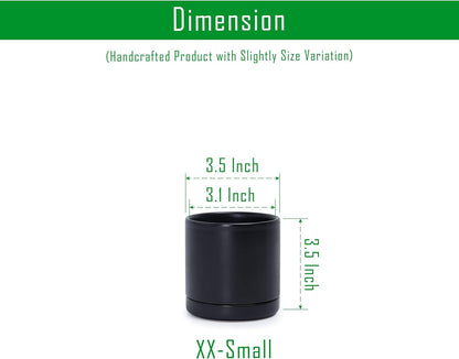 D'vine Dev 3.5 Inch Ceramic Planter Pot with Drainage Hole and Saucer, Indoor Cylinder Round