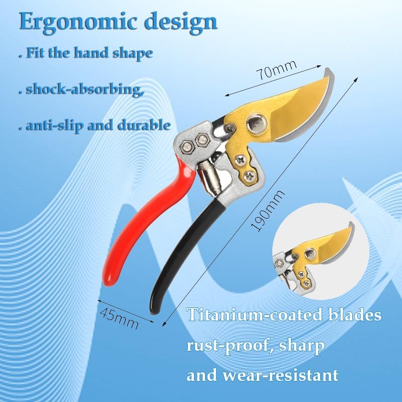 Ultra Sharp Germany Titanium Steel Pruning Shears - Cuts 3X Easier, Weak Hand Arthritis Snips