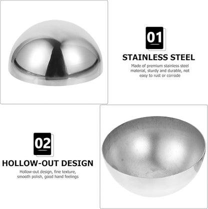 YARDWE 3pcs Gazing Ball Stainless Steel Hollow Ball Half Round Ball Mirror Ball Outdoor Hemisphere