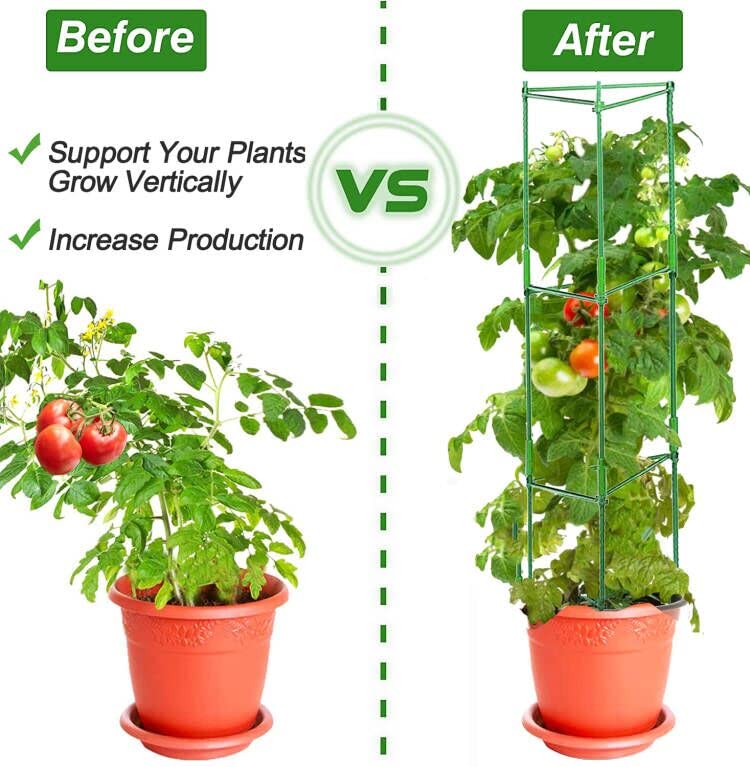 Yongblus 63Inch Tomato Cage for Garden, 4Pack Plant Support Garden Stakes