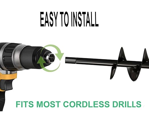 Auger Drill Bit for Planting 2x32'' - with Extension - Spiral Hole Planter for Bulbs, Fence Posts