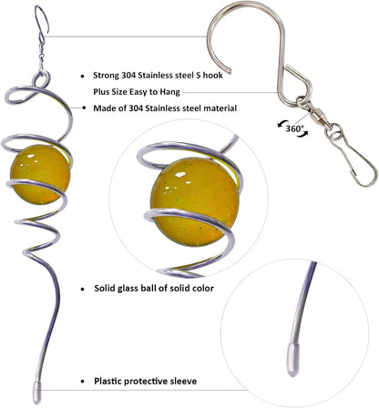Gazing Ball Spiral Decorative Tail Wind Spinner Sun Catcher 11inch Tail and 2 inch Glass Orb. Wind