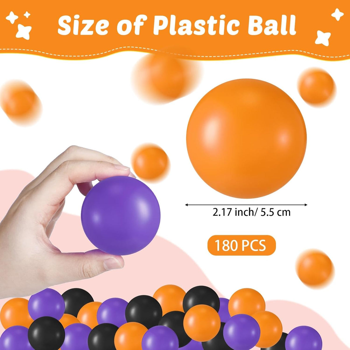Shappy 180 Pcs Soft Plastic Balls for Toddlers, Crush Proof Ocean Balls Reusable for Photo Booth