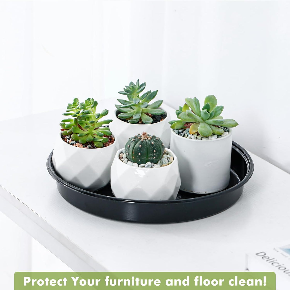 Plant Saucer 30 Pack Plant Trays for Pots 4/6/8/10/12 Inch Plastic Plant Saucers for Outdoors &