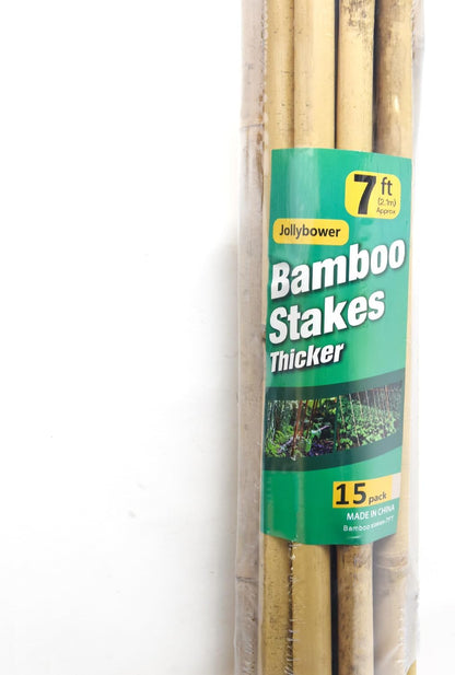 15pcs 3/4" D Thicker Heavy Duty Bamboo Stakes, 7FT Plant Stakes, Natural Garden Stakes for Tomato