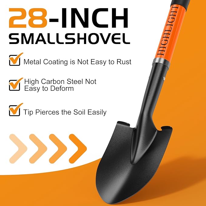 HIGHLIGHT Small Shovels,Gardening Shovel for Digging, Mini Kids Shovel, Length 28 Inches, D Handle