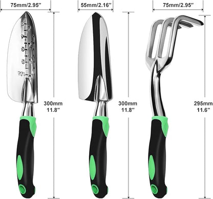 Garden Tool Set, 3 Pack Aluminum Heavy Duty Gardening Kit Includes Hand Trowel, Transplant Trowel