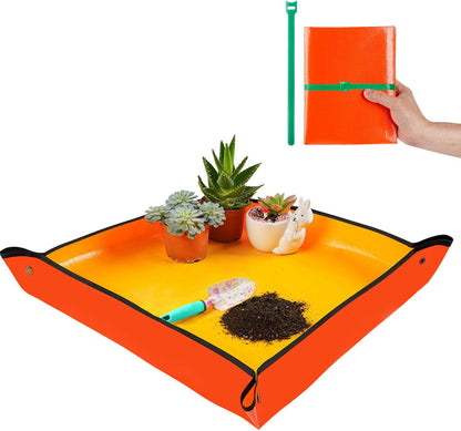 Repotting Mat for Indoor Plant Transplanting & Potting Soil Mess Control, 26.8" X 26.8" Portable