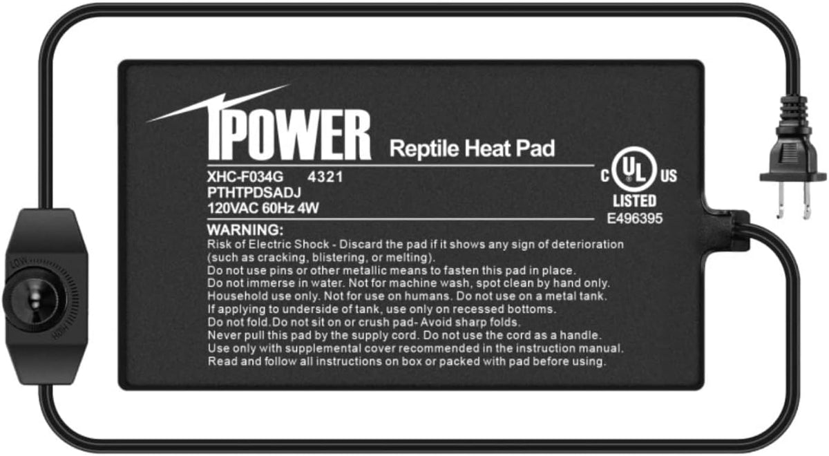iPower 4 by 7 Inch Reptile Heating Pad with Temperature Adjustable Controller Knob, Under Tank