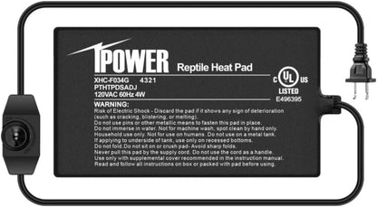iPower 4 by 7 Inch Reptile Heating Pad with Temperature Adjustable Controller Knob, Under Tank