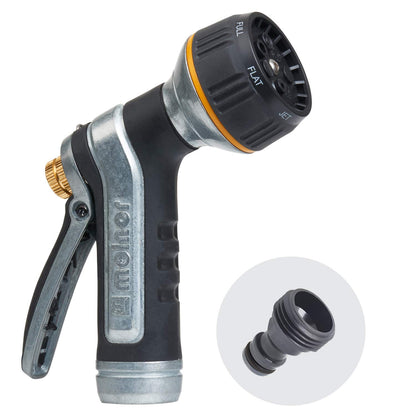 Melnor XT Metal 7-Pattern Hose Nozzle: Rear Trigger, Slip-Resistant Grip