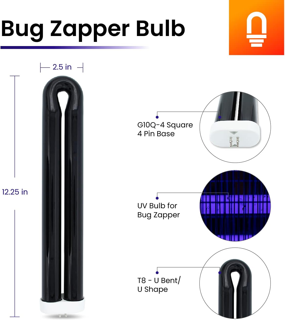 40 Watt Bug Zapper Bulb Replacement for Stinger B4045-4 UVB45 by Lumenivo - UV Blacklight