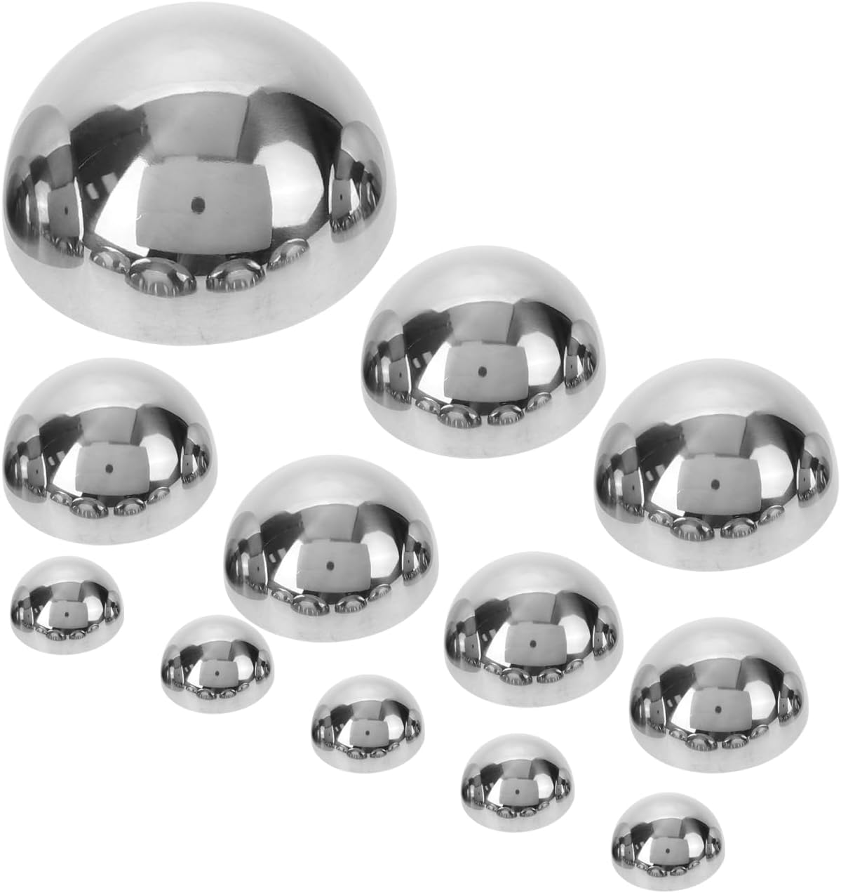 HANABASS 12Pcs Gazing Balls Reflective Hemisphere Stainless Steel Garden Mirror Globe Polished