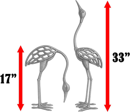 Seraphic Cast Iron Metal Crane/Heron Bird Garden Art Sculptures Statues for Indoor or Outdoor Lawn